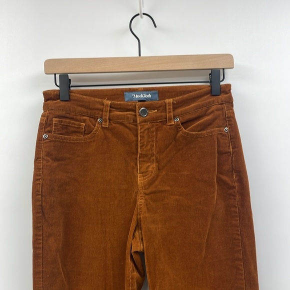 Modcloth Teaching Ease Mid-Rise Corduroy Skinny Pants Preppy Academia Brown 2 - Picture 3 of 9
